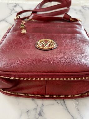 Mia K Collection Burgundy Crossbody Bag with Gold Hardware